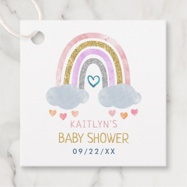 Niedliche Rainbow Baby Dusche Geschenkanhänger (Vorderseite)