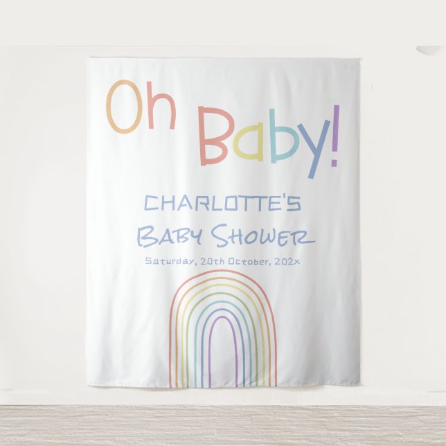 Niedliche Rainbow Baby Dusche Hintergrund Wandteppich (Vorderseite)