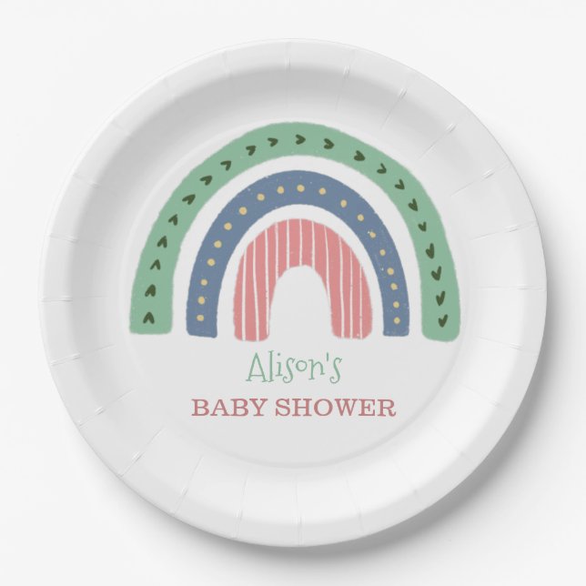 Niedliche Rainbow Baby Dusche Pappteller (Vorderseite)