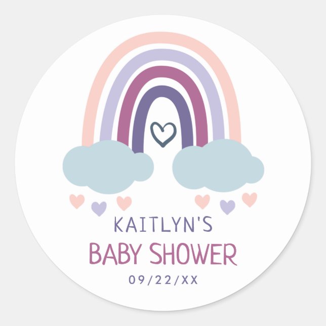 Niedliche Rainbow Baby Dusche Runder Aufkleber (Vorderseite)