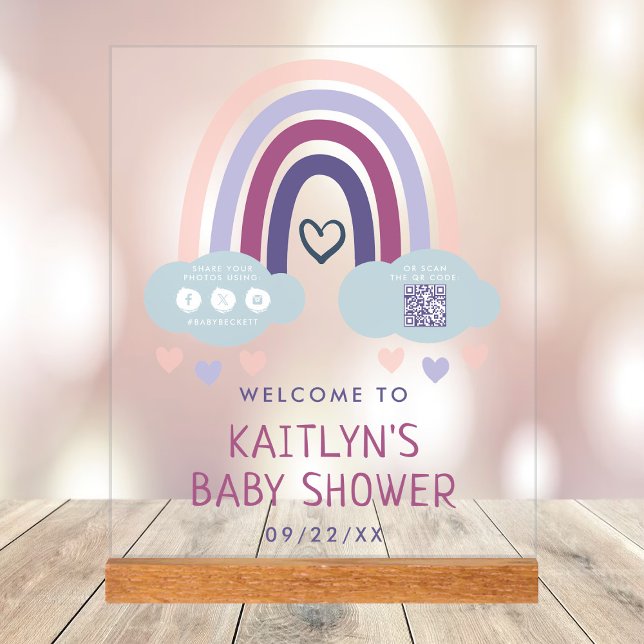 Niedliche Rainbow Baby Dusche Willkommen Acrylschild (Von Creator hochgeladen)