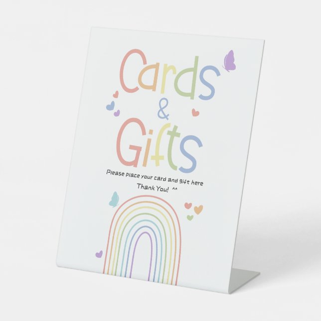 Niedliche Rainbow Baby Duschkarten & Geschenke Sockelschild (Vorderseite)