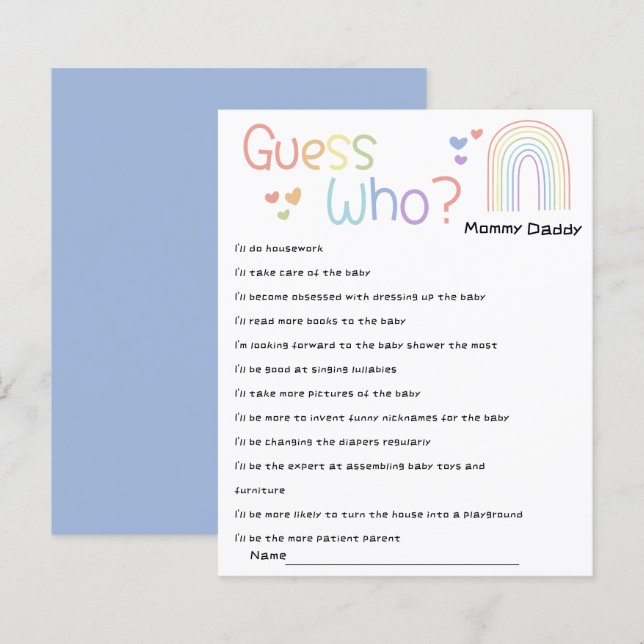 Niedliche Rainbow Baby Shows Wer spielt (Vorne/Hinten)