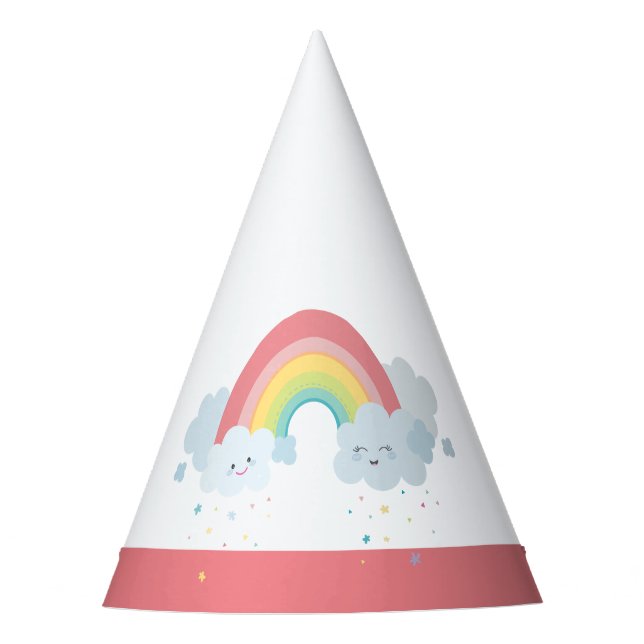 NIEDLICHE RAINBOW CLOUDS Kawaii Party Pastellfarbe Partyhütchen (Vorderseite)