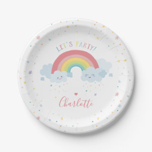 NIEDLICHE RAINBOW CLOUDS Kinder Pastellfarben Bild Pappteller