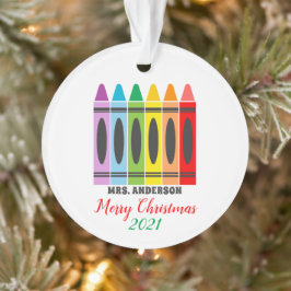 Niedliche Rainbow Crayons Lehrer Personalisiert Ornament