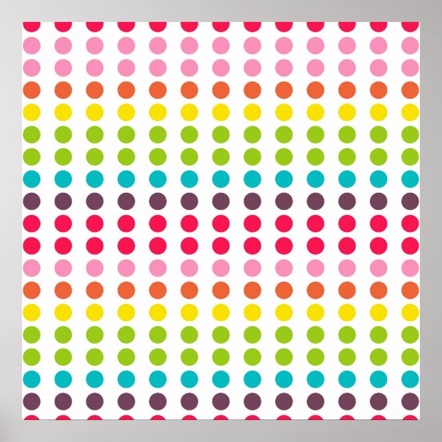 Niedliche Rainbow-farbene Polka-Punkte Poster (Vorne)