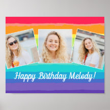 Niedliche Rainbow Foto Collage Custom Geburtstagsp