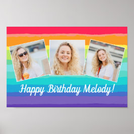 Niedliche Rainbow Foto Collage Custom Geburtstagsp Poster