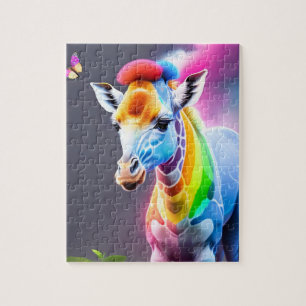 Niedliche Rainbow-Giraffe und Butterflie