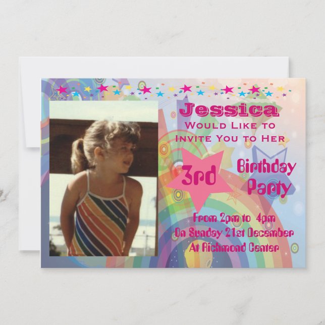 Niedliche Rainbow Girls zum Geburtstag Einladungen (Vorderseite)