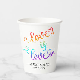 Niedliche Rainbow Heart Script Liebe ist Liebe Hoc Pappbecher