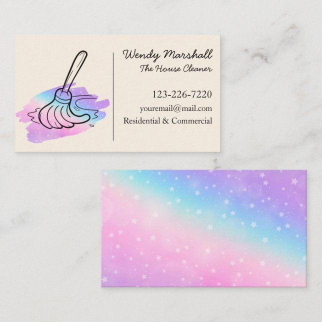 Niedliche Rainbow House Clearing Services Business Visitenkarte (Vorne/Hinten)
