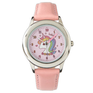 Niedliche Rainbow Mane Unicorn Girls Personalisier Armbanduhr