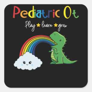 Niedliche Rainbow Pädiatrische Berufstherapie Quadratischer Aufkleber