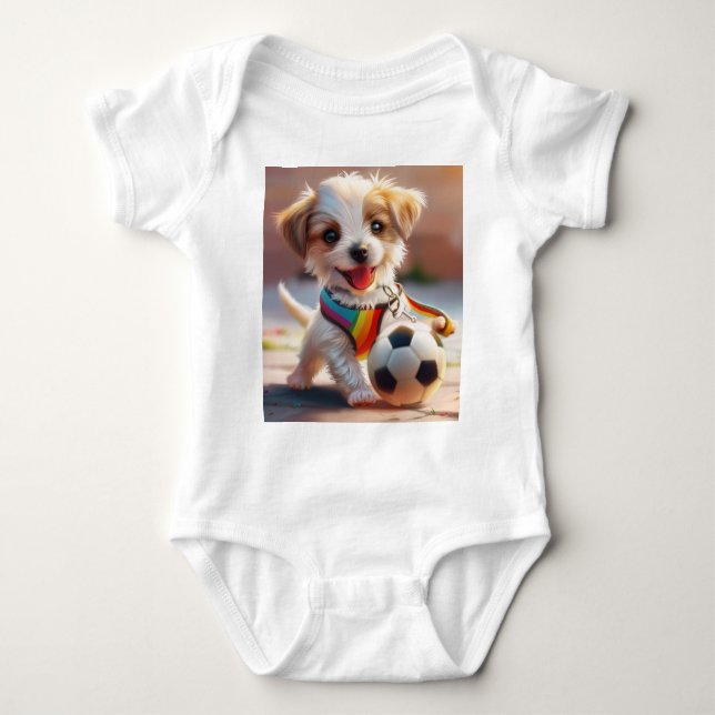 Niedliche Rainbow Puppy Art Baby Strampler (Vorderseite)