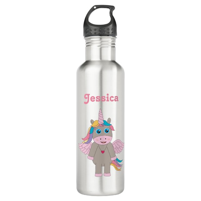 Niedliche Rainbow Unicorn Design School Edelstahlflasche (Vorderseite)