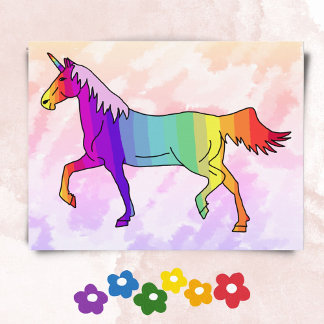 Niedliche Rainbow Unicorn Geburtstagsparty Einladu Einladungspostkarte