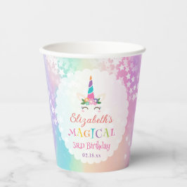 Niedliche Rainbow Unicorn Magical Birthday Party Pappbecher