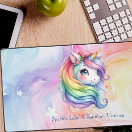 Niedliche Rainbow-Unicorn-Personalisierte Botschaf Schreibtischunterlage