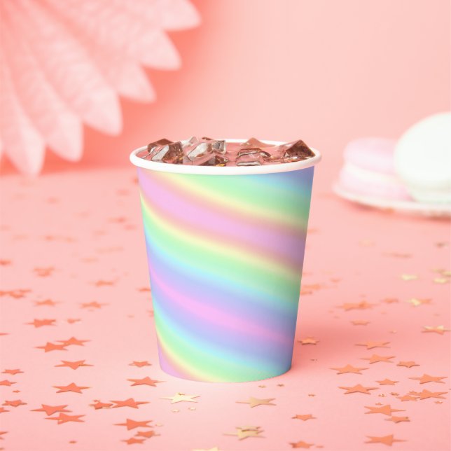Niedliche Rainbow Unicorn Streifen Pappbecher (Insitu)