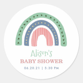 Niedliche Rainbow Virtual Baby Dusche Runder Aufkleber