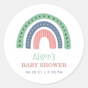 Niedliche Rainbow Virtual Baby Dusche Runder Aufkleber