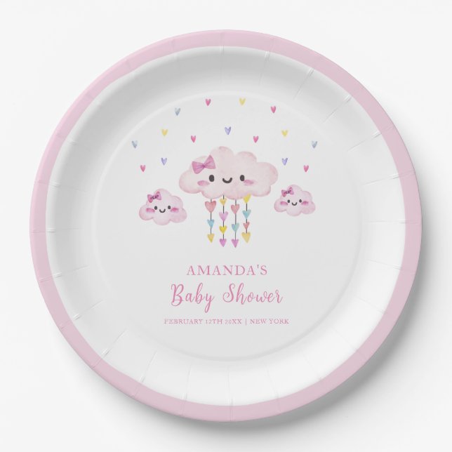 Niedliche Raindrop Sweetheart Babydusche Pappteller (Vorderseite)