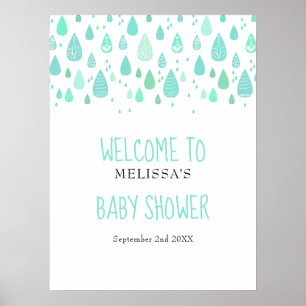 Niedliche Raindrops Kinderdusche / Sprinkle Begrüß Poster