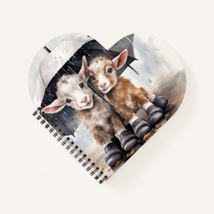 Niedliche Rainy-Day-Ziegen Notizbuch