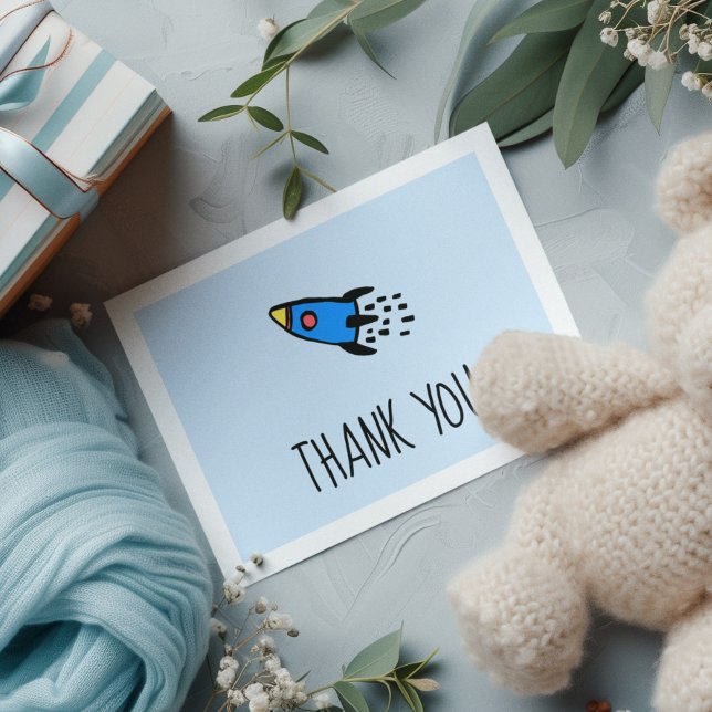 Niedliche Raketenjunge Babydusche Danke Postkarte (Von Creator hochgeladen)