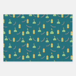 Niedliche Ramadan Green Eid-Geschenkpapier-Blätter Geschenkpapier Set