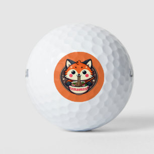 Niedliche Ramen Fox Illustration für Merch Design Golfball