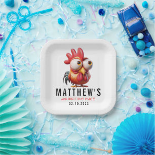 Niedliche Rasterkarikaturen 3. Geburtstagsfeier Pa Pappteller