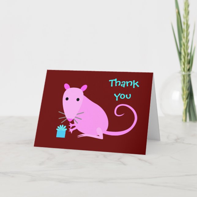 Niedliche Ratte danken Ihnen zu kardieren Dankeskarte (Vorderseite)
