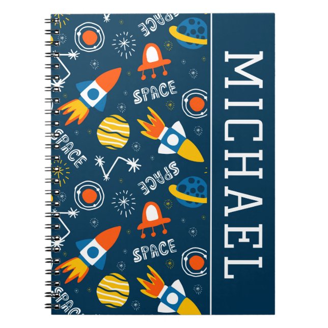 Niedliche Raumabenteuermuster Notizblock (Vorderseite)