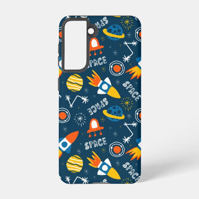 Niedliche Raumabenteuermuster Samsung Galaxy Hülle (Rückseite)