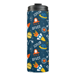 Niedliche Raumabenteuermuster Thermosbecher