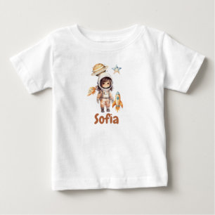 Niedliche Raumfahrt-Abenteuer personalisiert Baby T-shirt