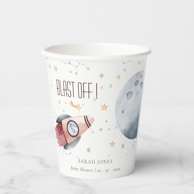 Niedliche Raumsonde Starry Planet Rocket Baby Dusc Pappbecher (Vorderseite)