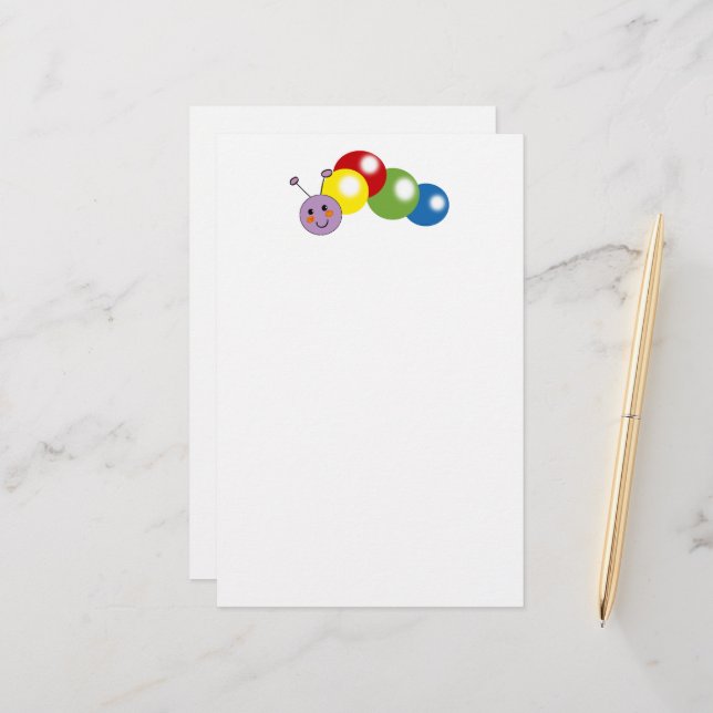 niedliche Raupe Briefpapier (Vorderseite/Rückseite Beispiel)
