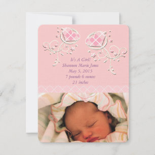 Niedliche Raute Pink Baby Girl Ankündigung