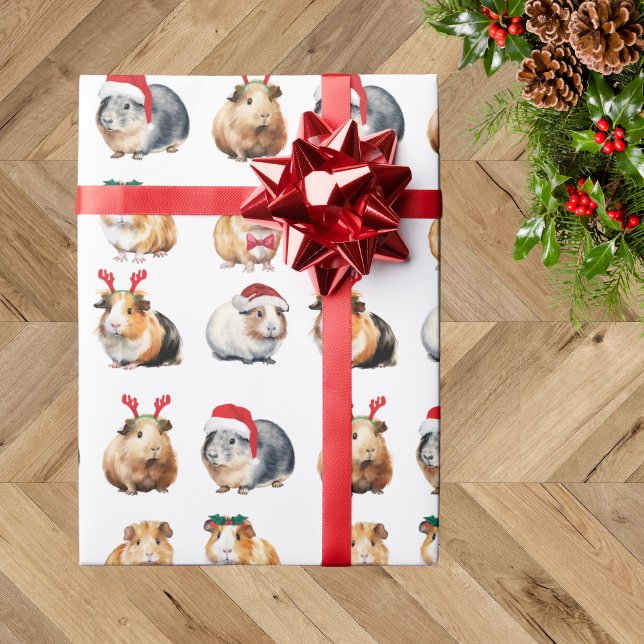 Niedliche realistische Guinea Weihnachten Geschenkpapier (Von Creator hochgeladen)