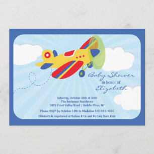 Niedliche Red Airplane Boy Baby Shower Einladung