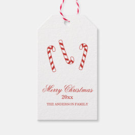 Niedliche Red and White Candy Canes Weihnachten Geschenkanhänger