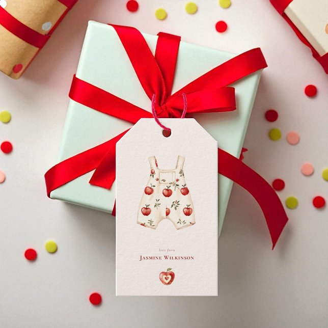 niedliche Red Apple Baby Dusche Wasserfarbe Geschenkanhänger (Von Creator hochgeladen)