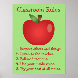Niedliche Red Apple Custom Classroom Rules Poster