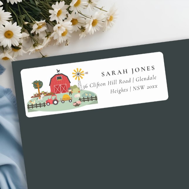 Niedliche Red Barnyard Farm Animal Baby Dusche Adr (Von Creator hochgeladen)