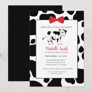Niedliche Red Black Cow Print Baby Showskala Einladung