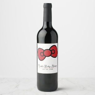Niedliche Red Bow Whimsical Baby Dusche Weinetikett